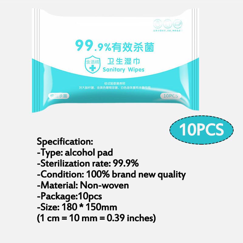 10 Komada Jednokratnih Vlažnih Maramica Za Čišćenje Sa 75% Alkohola Sigurnosnih Jastučića Papira Za Sterilizacije