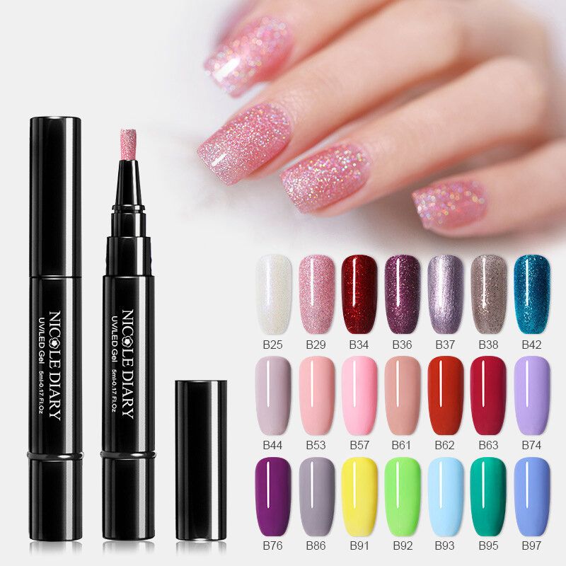 3 U 1 Gel Lak Za Nokte Pen Glitter One Step Nail Art Gel Lak 74 Boje Jednostavan Za Korištenje Uv Gel