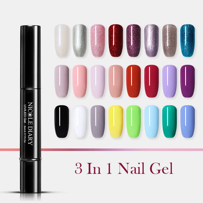 3 U 1 Gel Lak Za Nokte Pen Glitter One Step Nail Art Gel Lak 74 Boje Jednostavan Za Korištenje Uv Gel