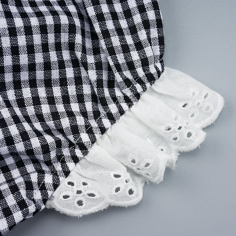 Bijele Majice S Letećim Rukavima Za Bebe + Kratke Hlače S Kariranim Printom Komplet Odjeće Za 3-24m