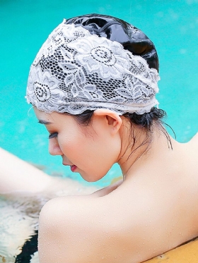Lady Lace Pu Materijal Fleksibilna Vodootporna Obična Modna Prekrasna Kapa Za Plivanje