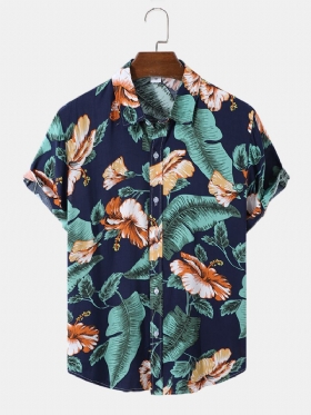Muške Havajske Majice Kratkih Rukava S Cvjetnim Printom Tropskih Biljaka
