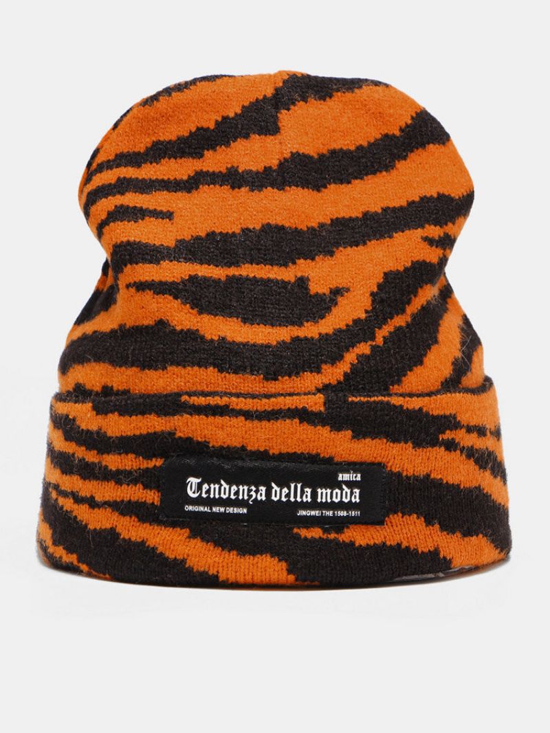 Unisex Akrilna Pletena Platnena Etiketa S Zebrastim Uzorkom Modna Topla Kapa Bez Oboda