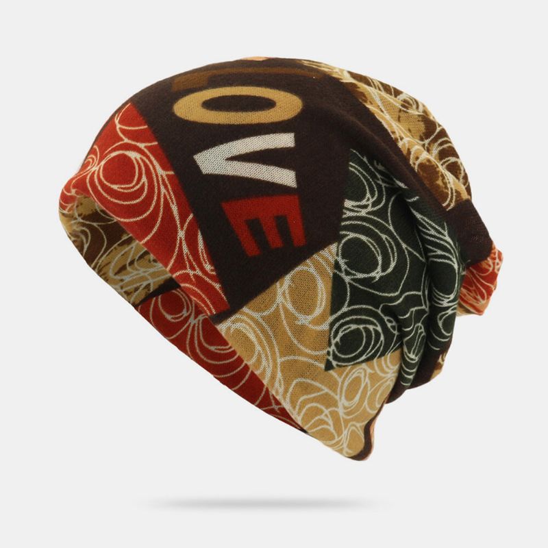 Unisex Letter Print Twist Hat Beanie Šešir