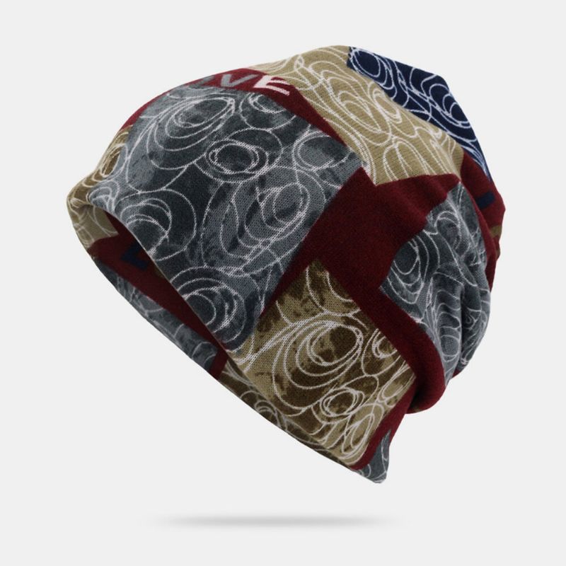 Unisex Letter Print Twist Hat Beanie Šešir