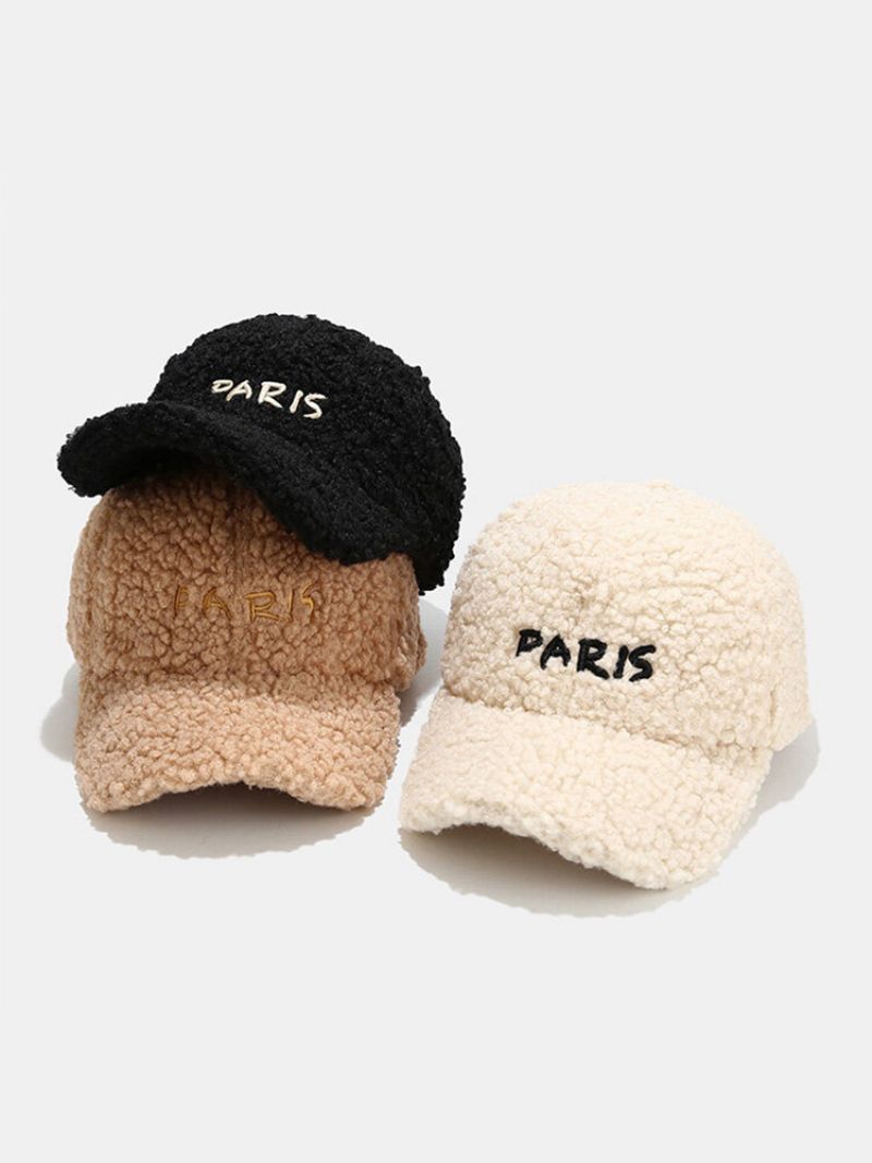 Unisex Teddy Flis Podebljana Paris Slova Izvezena Zakrivljena Oboda Topla Bejzbol Kapa Za Sve Vrste