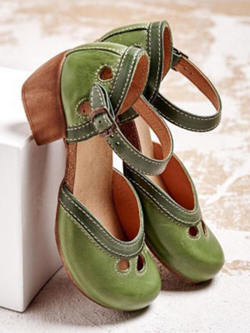 Ženske Vintage Cipele Sa Šupljom Kopčom I Debelom Potpeticom D'orsay Mary Jane Salonke