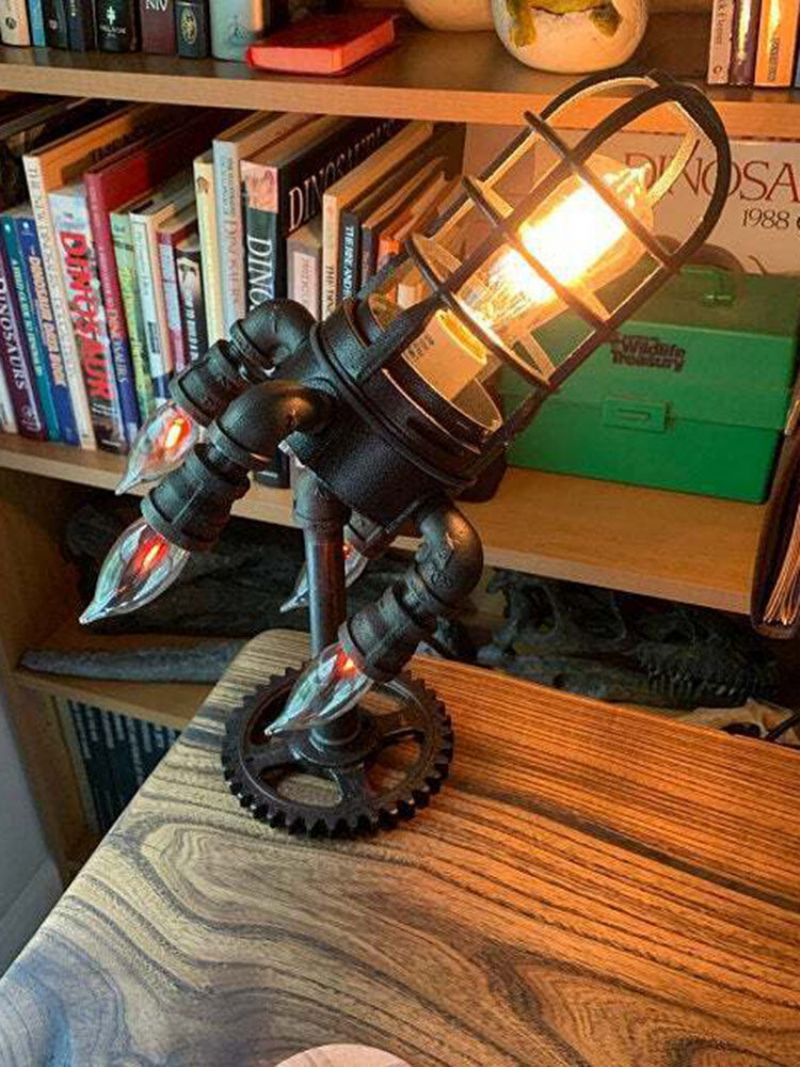 1 Pc Vintage Steampunk Raketna Lampa Cool Led Stolna Noćna Kućni Ured Dekoracija Stola Rukotvorine Očev Dan