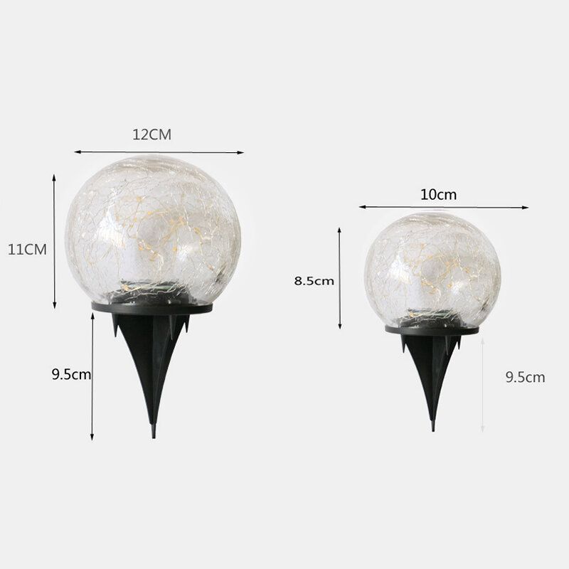 10cm/12cm Vanjska Solarna Vrtna Svjetiljka Crack Ball Travna Ukopana Vodootporna