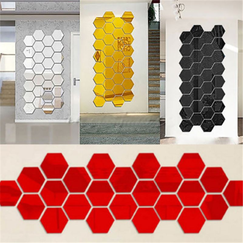 12pcs 3d Diy Mirror Hexagon Vinyl Uklonjive Zidne Naljepnice Decal Home Decor Art