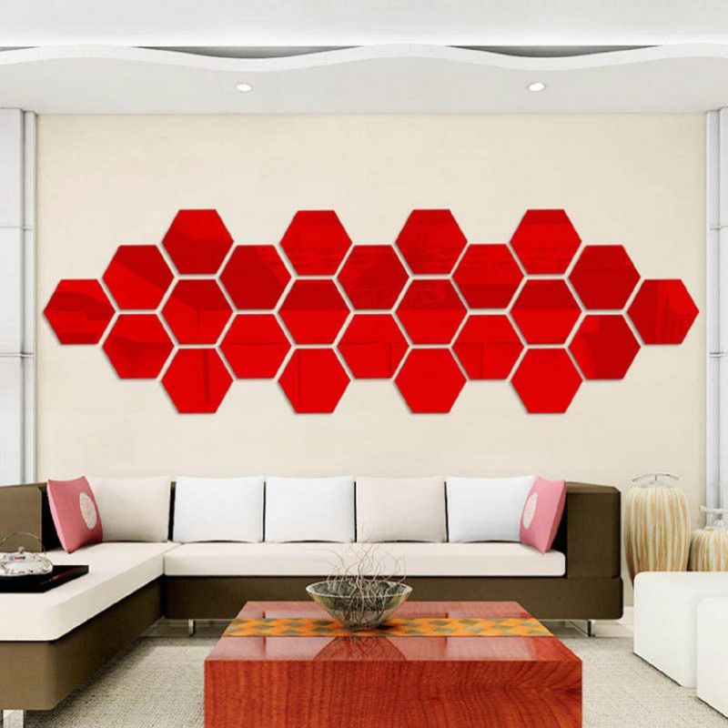 12pcs 3d Diy Mirror Hexagon Vinyl Uklonjive Zidne Naljepnice Decal Home Decor Art