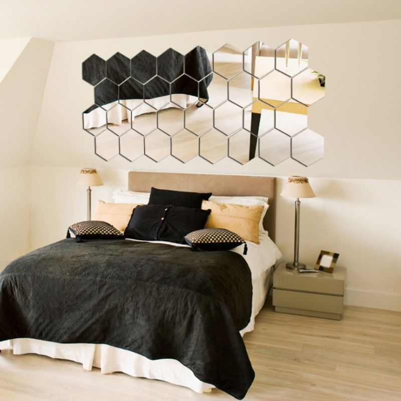 12pcs 3d Diy Mirror Hexagon Vinyl Uklonjive Zidne Naljepnice Decal Home Decor Art