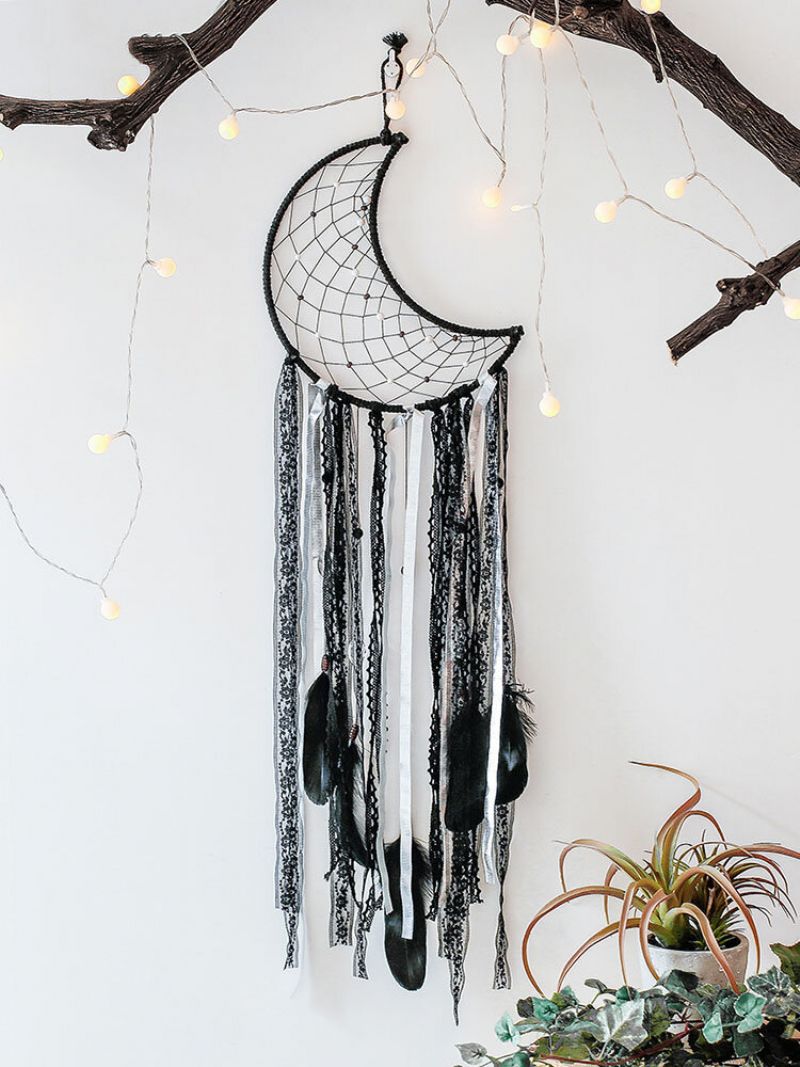 1pc Pamuk Black Moon Web Zidni Ukras Za Dom