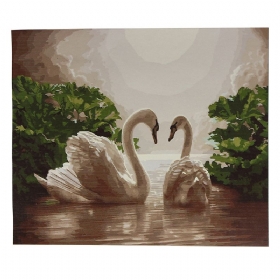 20x16 Inča Diy Paint By Number Kit Digitalne Uljane Slike Na Platnu Romantični Dvostruki Labud