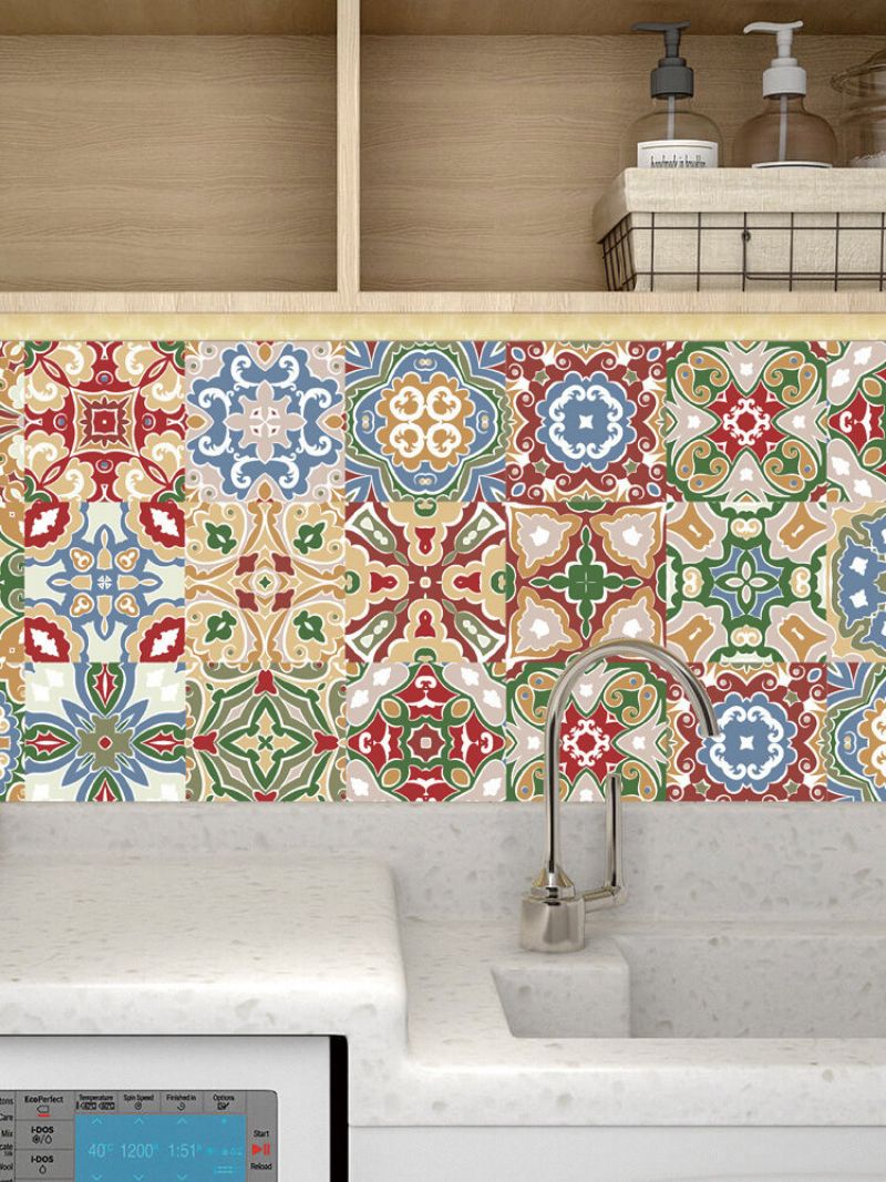 24pcs Simulacija Boja Retro Naljepnice Za Pločice Dekoracija Doma Samoljepljive Vodootporne Diy Zidne Podne