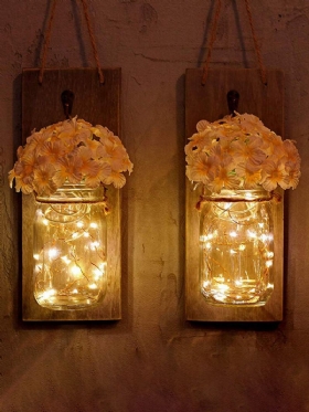 2pcs Mason Jar Flower Light Sa 6-satnim Mjeračem Vremena Led Fairy Lights I Cvijeće Rustikalni Kućni Dekor