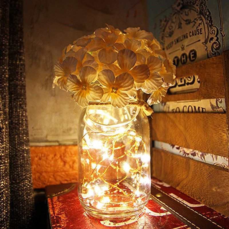 2pcs Mason Jar Flower Light Sa 6-satnim Mjeračem Vremena Led Fairy Lights I Cvijeće Rustikalni Kućni Dekor