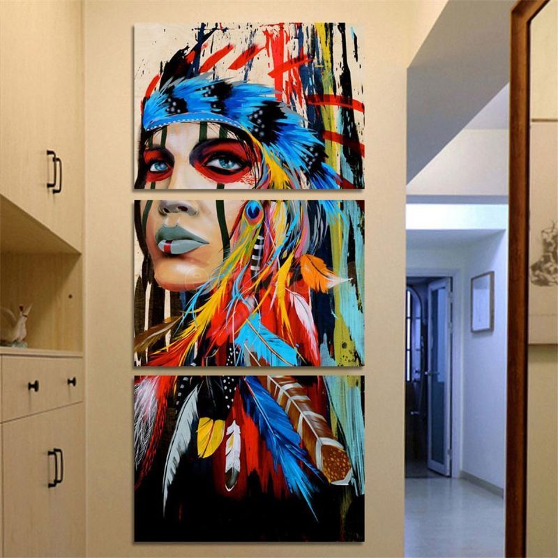 3pcs Moderna Apstraktna Slika Na Platnu Bez Okvira Zidna Umjetnost Indijanka Spavaća Soba Dnevni Boravak Uređenje Doma