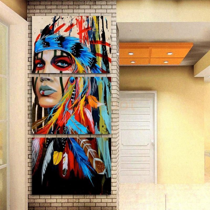 3pcs Moderna Apstraktna Slika Na Platnu Bez Okvira Zidna Umjetnost Indijanka Spavaća Soba Dnevni Boravak Uređenje Doma