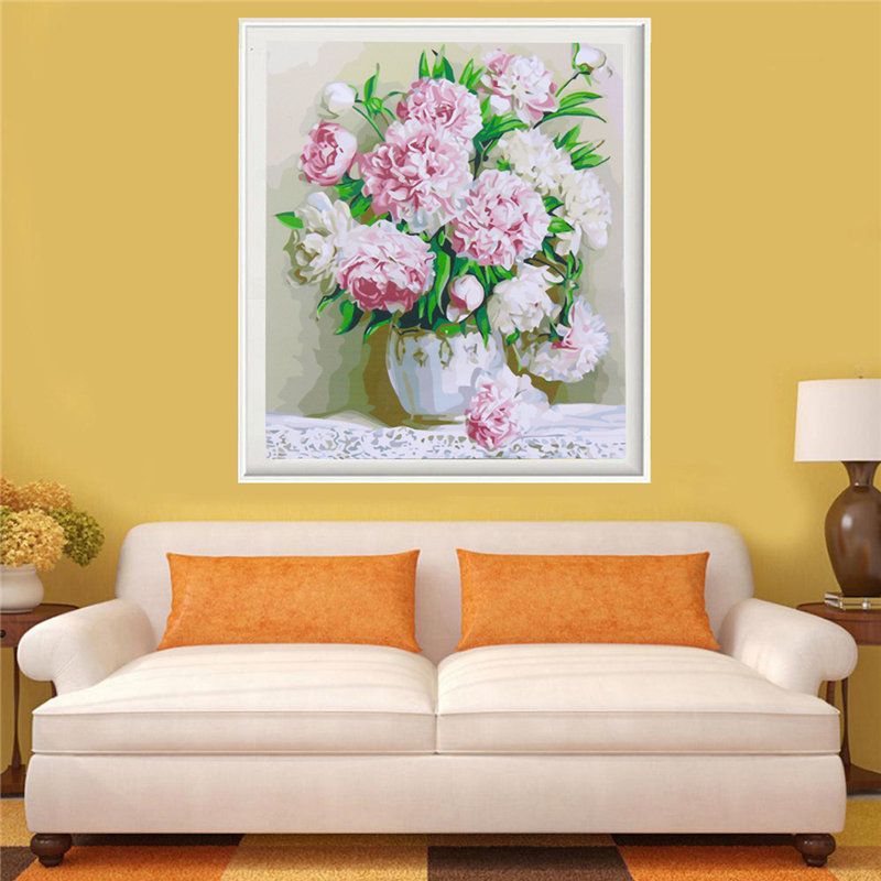 40*50 cm Ljepotica Božur Cvijeće Diy Paint By Number Kit Digitalna Slika Na Platnu Home Decor