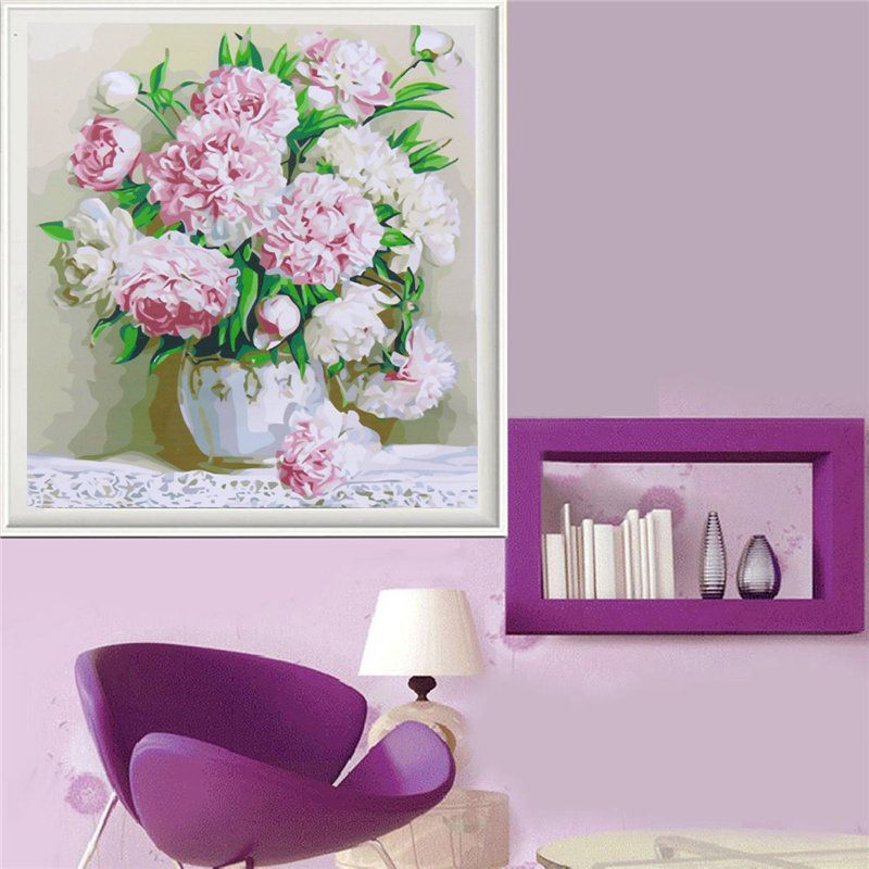 40*50 cm Ljepotica Božur Cvijeće Diy Paint By Number Kit Digitalna Slika Na Platnu Home Decor