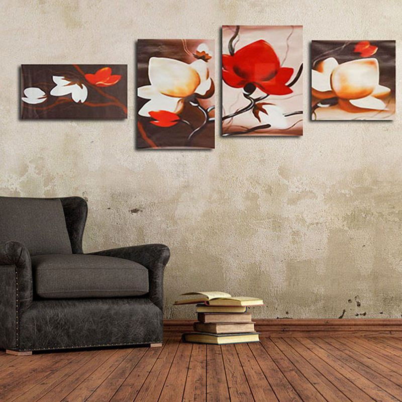 4pcs Neuokvirena Cvijetna Moderna Slika Na Platnu Zidna Umjetnička Uređenje Doma Za Dnevnu Sobu