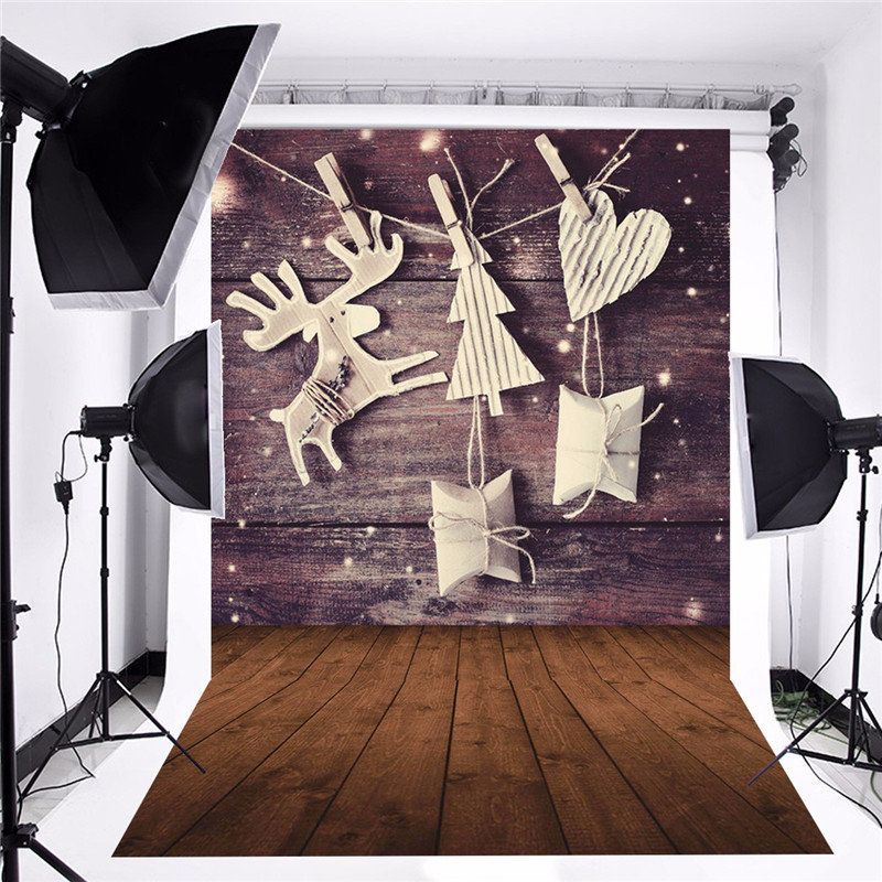 5 X 7 Ft Božićni Dar S Božićnom Temom Jelkova Drvena Ploča Foto Vinilna Pozadina