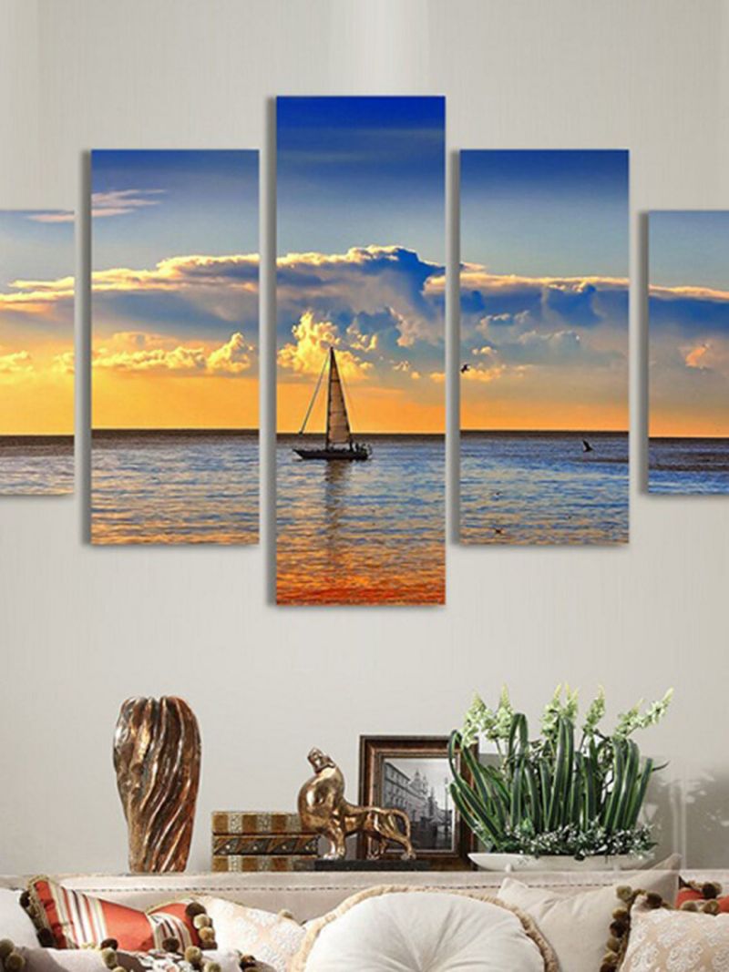 5pcs Estetic Dusk Sea Oslikana Dekoracija Zidova Za Spavaću Sobu Art Home Decor