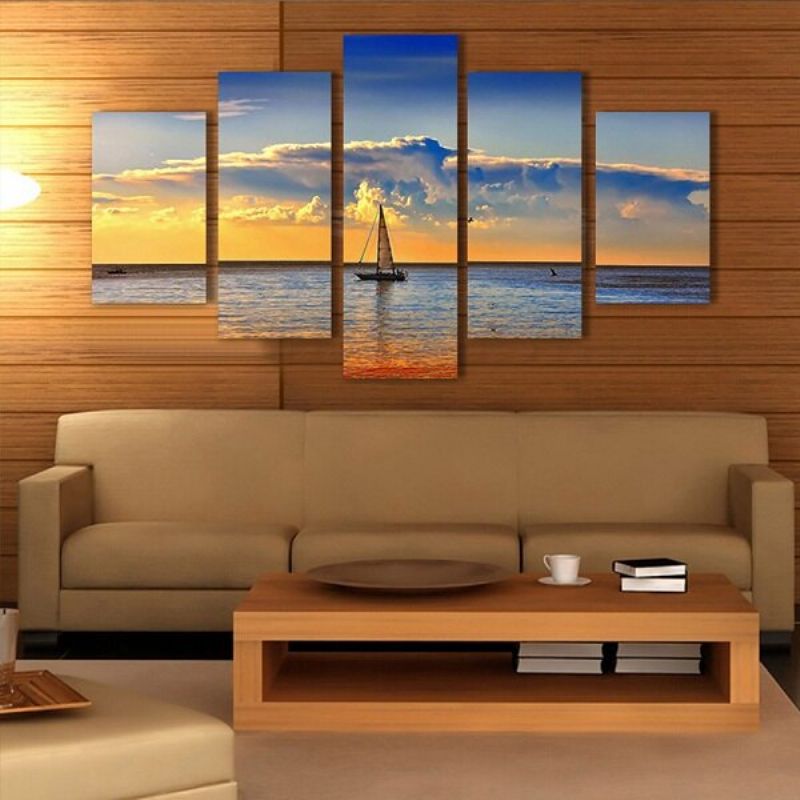 5pcs Estetic Dusk Sea Oslikana Dekoracija Zidova Za Spavaću Sobu Art Home Decor