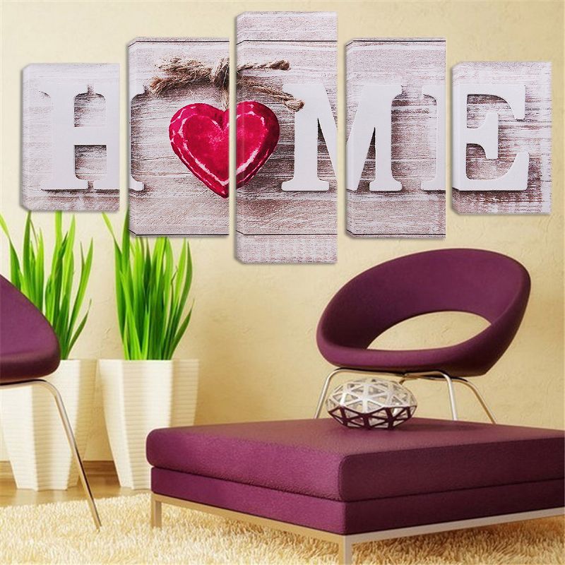 5pcs Love Home Slika Na Platnu Zidna Umjetnost Spavaća Soba Dnevni Dekor Doma Bez Okvira