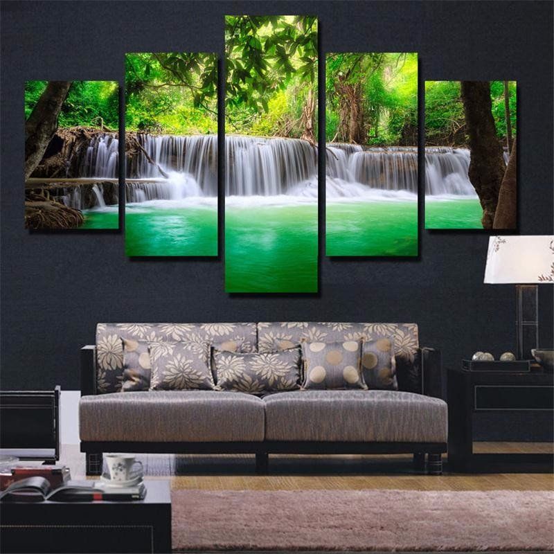 5pcs Waterfall Unframed Landscape Moderna Apstraktna Umjetnička Zidna Dekoracija