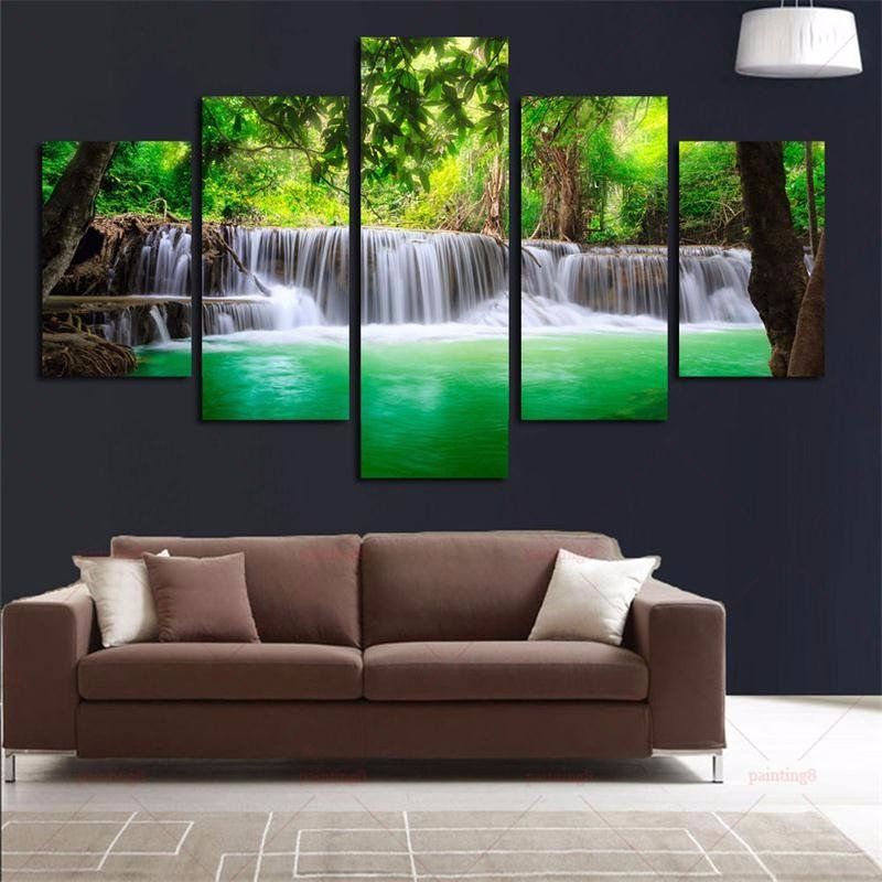 5pcs Waterfall Unframed Landscape Moderna Apstraktna Umjetnička Zidna Dekoracija