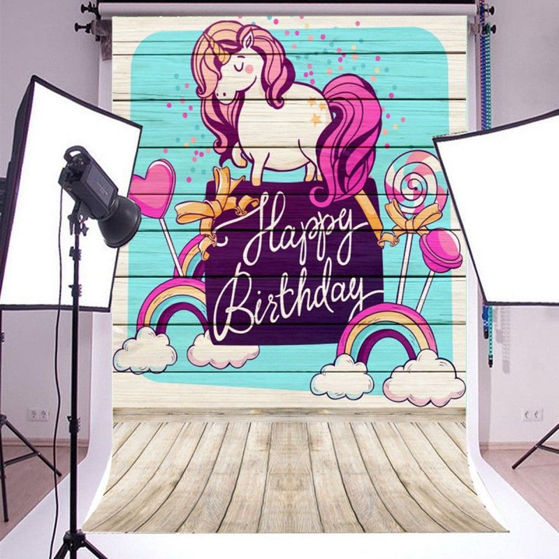 5x7ft Rođendanska Foto Pozadina Jednorog Lollipop Photography Prop