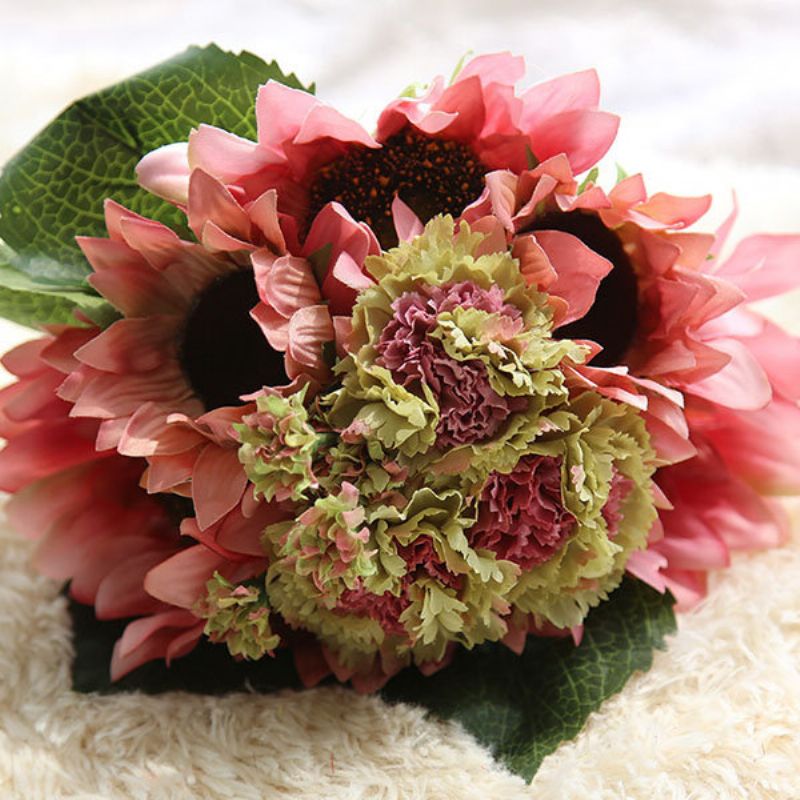 9 Glavica Suncokret Karanfili Umjetno Cvijeće Buket Biljaka Svadbena Zabava Vjenčanje Uređenje Doma