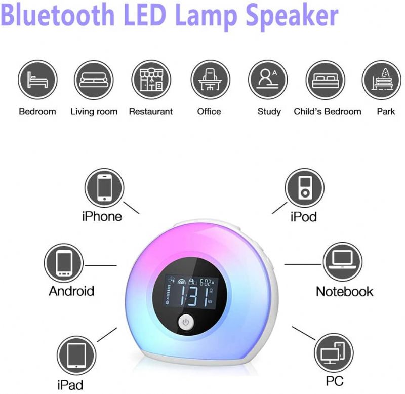 Bluetooth Prigušiva Toplo Svjetlo I Šareno Stolna Lampa Budilica Glazbeni Player