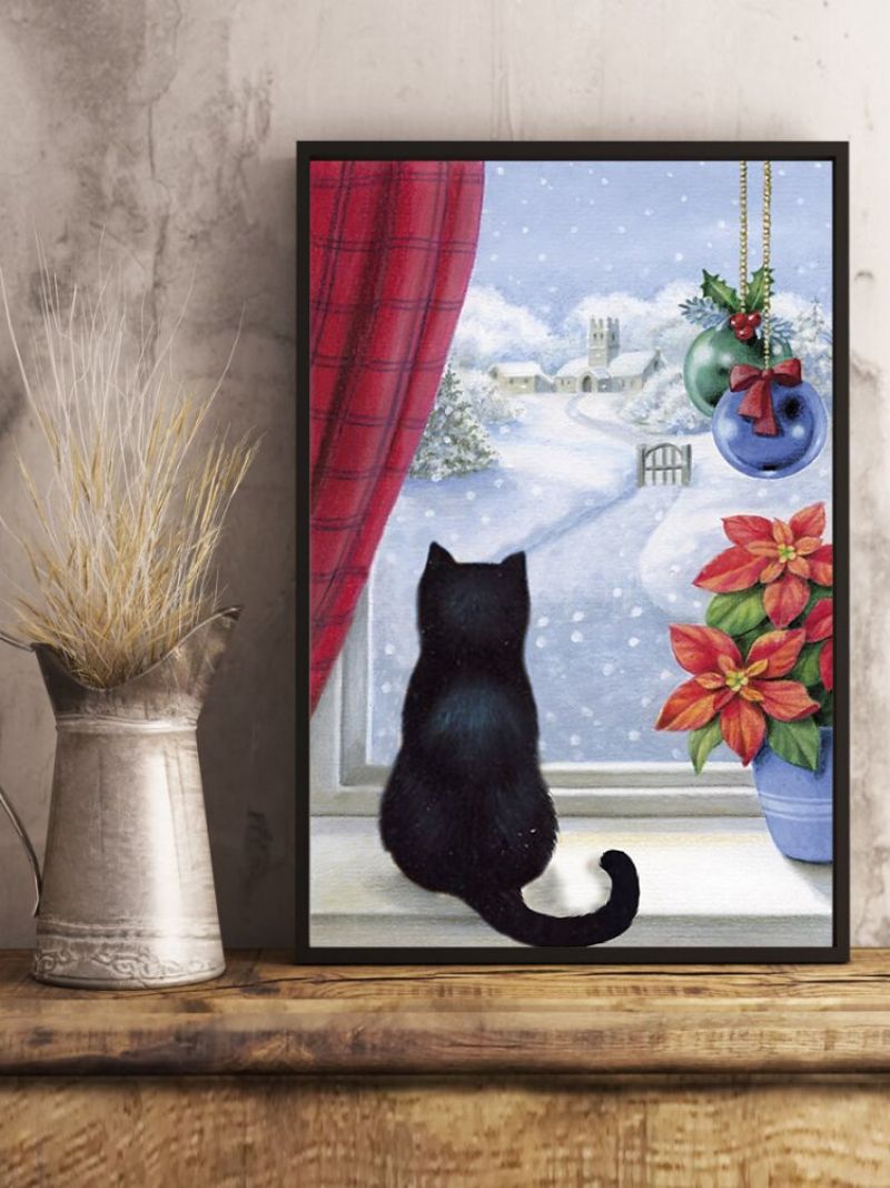 Božićne Snježne Mačke Slika Na Platnu Neuramljena Zidna Umjetnička Na Uređenje Doma Za Dnevnu Sobu