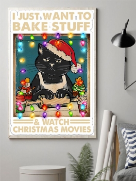 Božićni Uzorak Crne Mačke Bez Okvira Uljane Slike Na Platnu Zidna Umjetnost Uređenje Doma Za Dnevnu Sobu