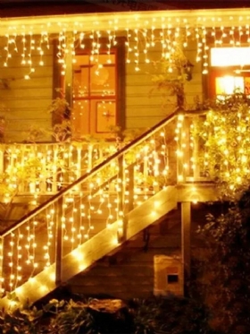 Božićni Vijenac Led Zavjesa Icicle String Lights Božićna Bajkovita Svjetla Dekoracija Za Zabavu Na Otvorenom