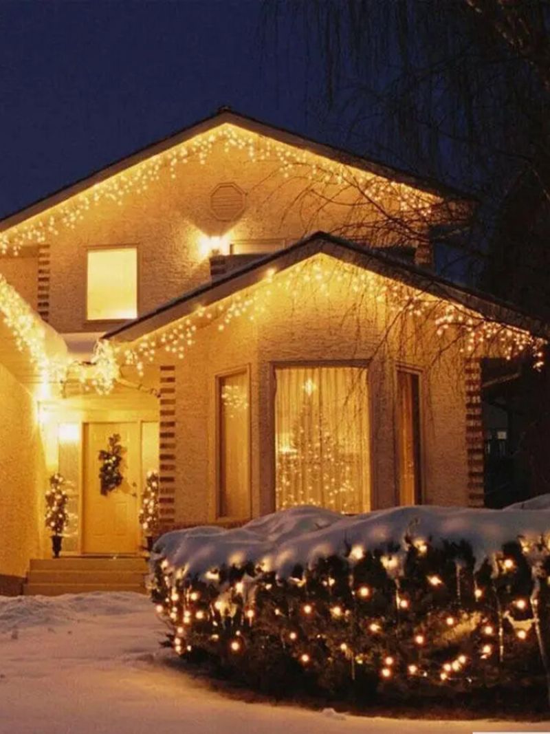 Božićni Vijenac Led Zavjesa Icicle String Lights Božićna Bajkovita Svjetla Dekoracija Za Zabavu Na Otvorenom