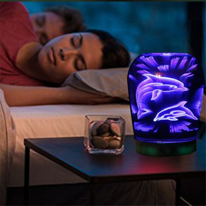 Čaša Za Svijeće Dolphin 3d Ovlaživač Zraka Lampa Za Aromaterapiju Difuzor Noćno Svjetlo Koje Mijenja Boju