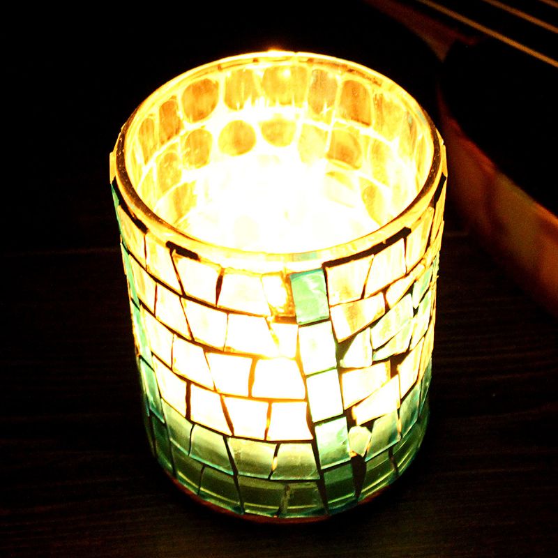 Držač Čajnih Svijeća Stakleni Mozaik Svijećnjak Poklon Za Svadbeni Festival Dekoracija Kućnog Bara