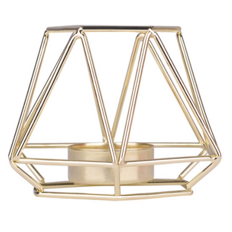 Elegantni Zlatni Šuplji Čvrsti Metalni Svijećnjak Minimalistički Romantični Ružičasti Dekoracija Za Stol