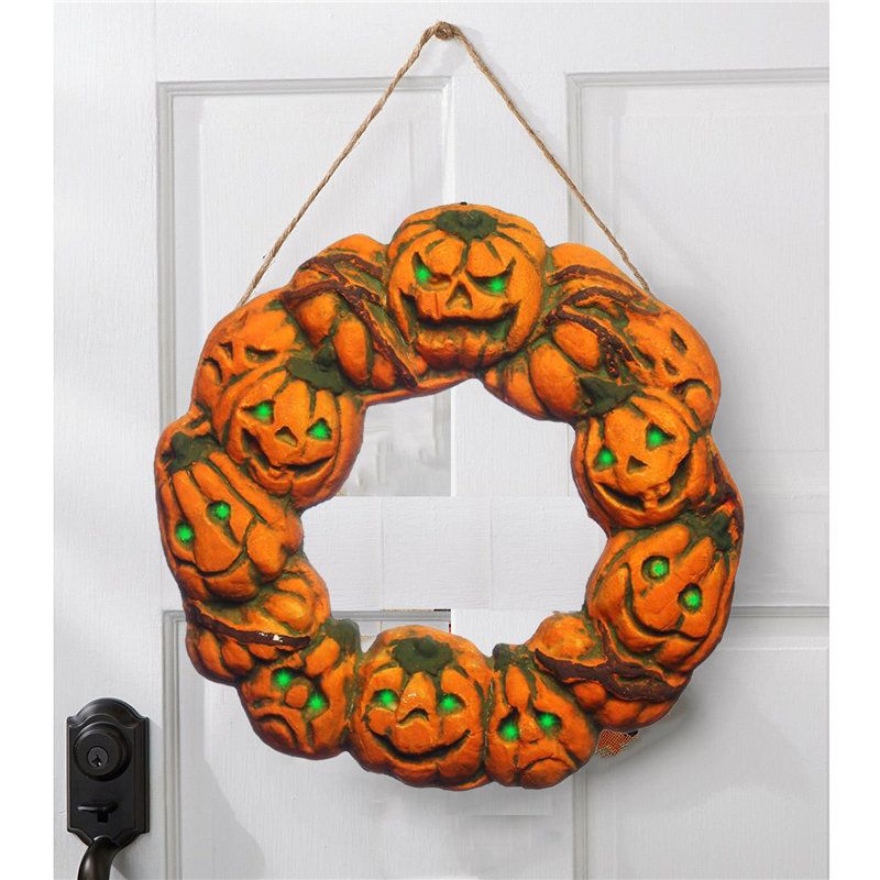 Halloween Spooky Vijenac Vješalica Za Vrata Viseći Rekvizit Home Decor Led Lampa Bundeva