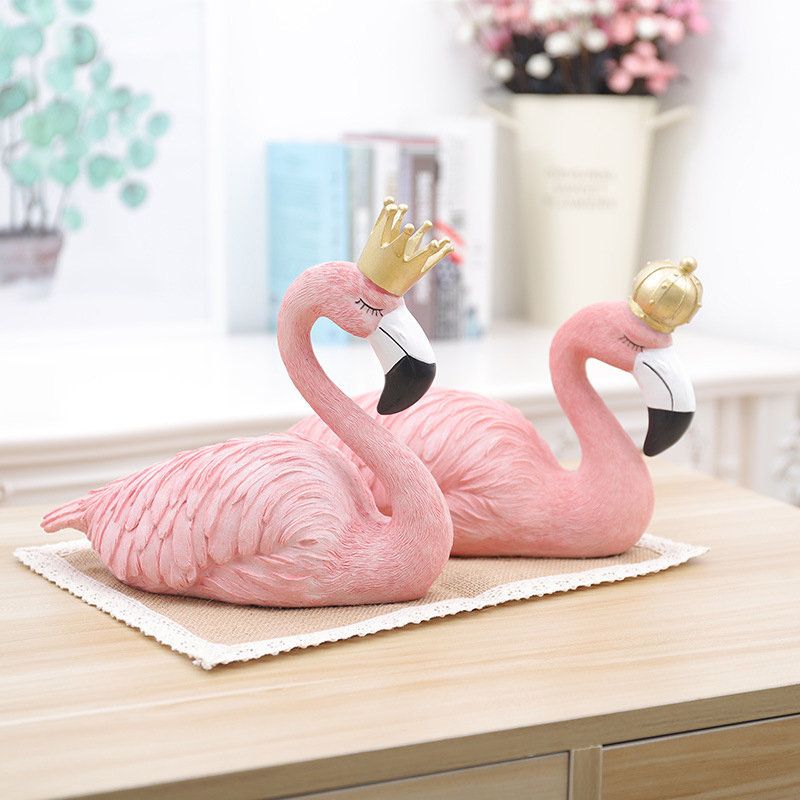 Ins Fashion Desktop Decoration Big Flamingo Ornaments Decorative Figurice Home Decor Resin Crafts