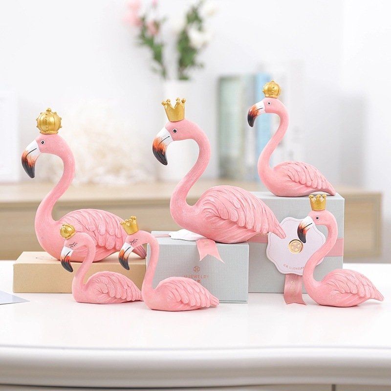 Ins Fashion Desktop Decoration Big Flamingo Ornaments Decorative Figurice Home Decor Resin Crafts