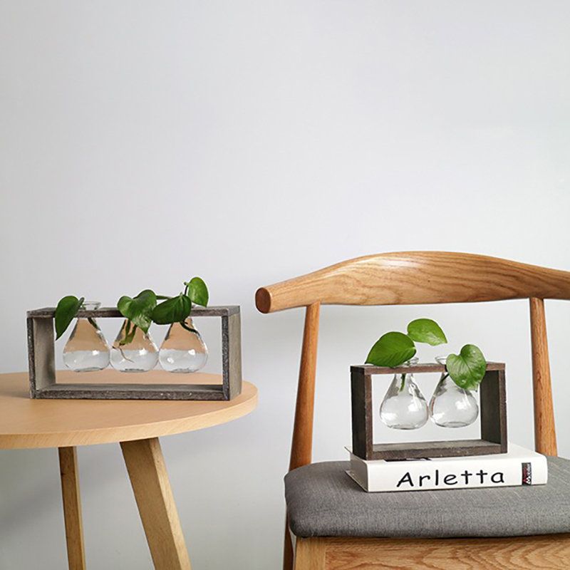 Kreativna Jednostavna Staklena Drvena Vaza Za Biljke Kućna Ukrasna Žardinjera