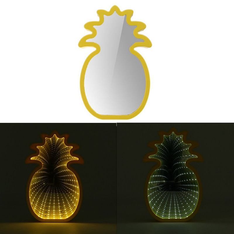 Kreativna Simpatična Svjetiljka S Ogledalom U Obliku Ananasa Led Noćno Svjetlo U Tunela Za Djecu Atmosfersko Bijelo/toplo Bijelo