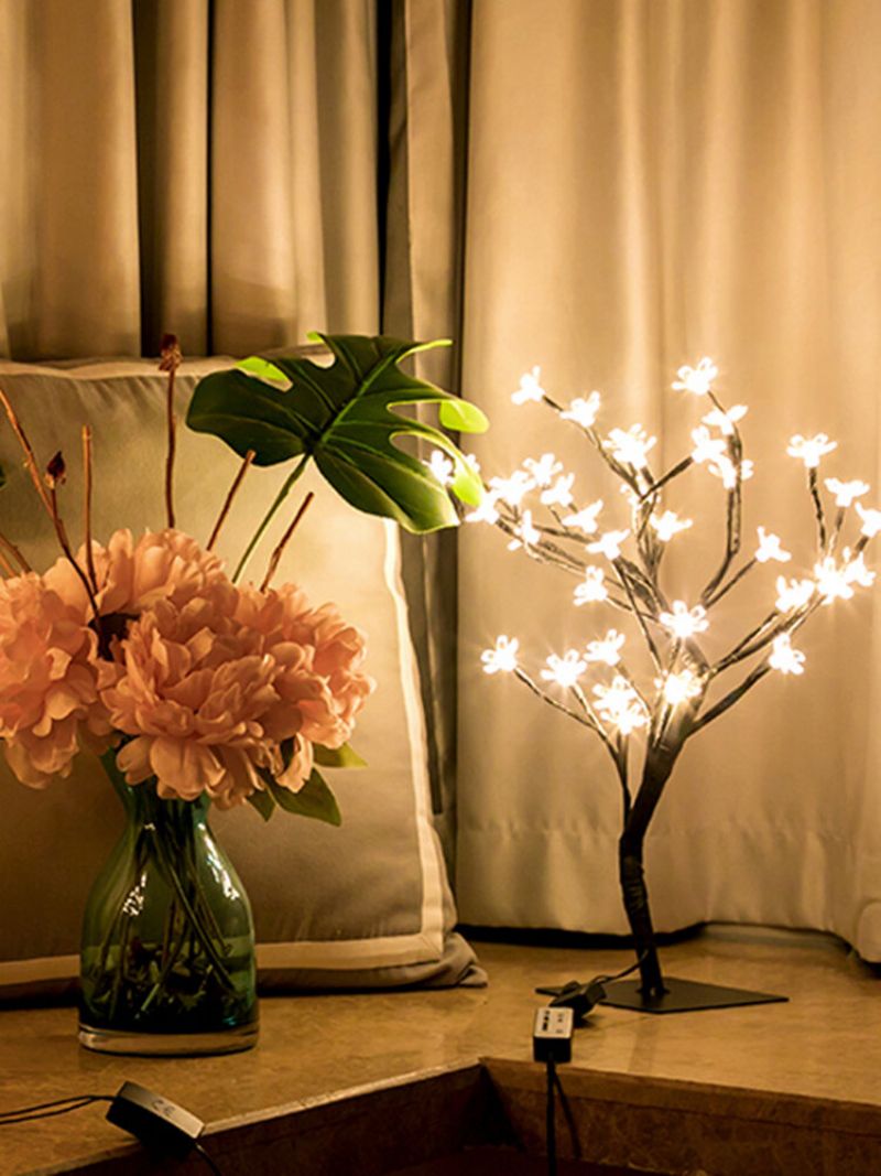 Lampa Za Drvo Trešnjinog Cvijeta Led Stolna Svjetiljka Umjetni Ukrasi Za Zatvorene Prostore Osvijetljeno Stablo Za Spavaću Sobu Ured Za Vjenčanje