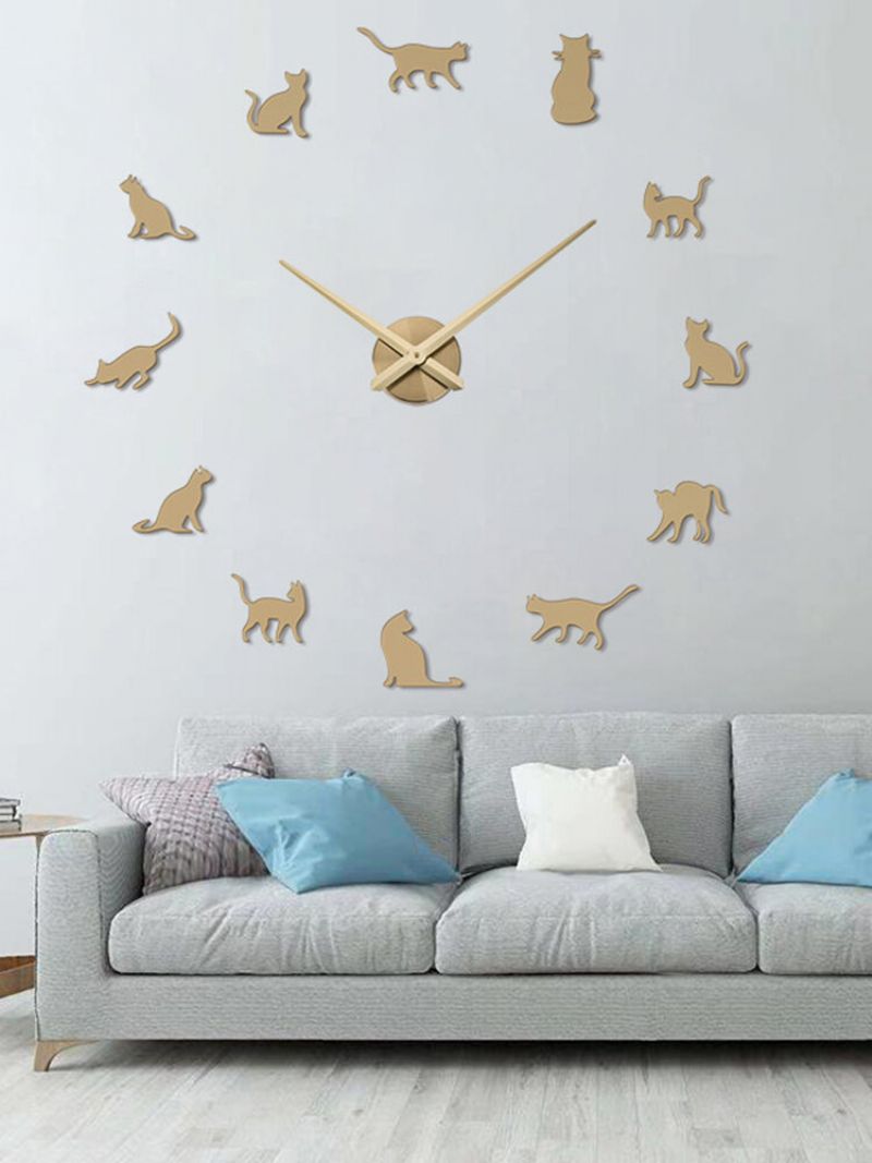 Mačka Diy Trodimenzionalna Zidna Naljepnica Zidni Sat Sat Za Dekoraciju Dnevne Sobe Nordijski Jednostavan Sat Sat