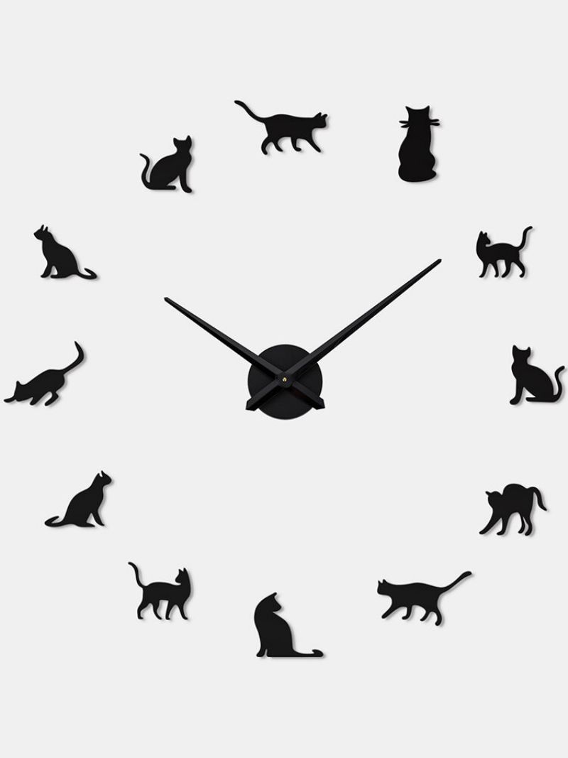 Mačka Diy Trodimenzionalna Zidna Naljepnica Zidni Sat Sat Za Dekoraciju Dnevne Sobe Nordijski Jednostavan Sat Sat